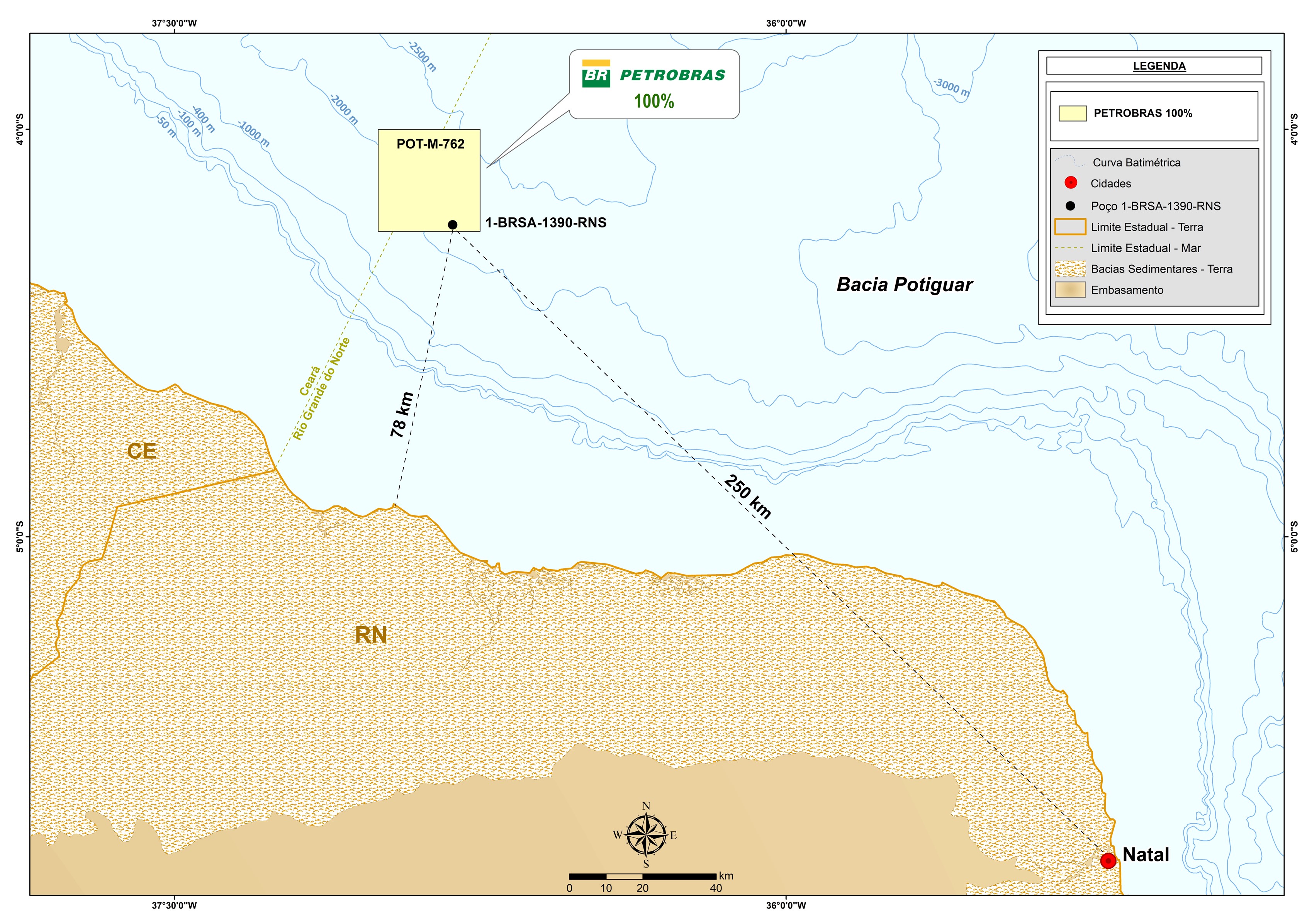 Petrobras descobre petróleo em águas ultraprofundas da Bacia Potiguar mapa descoberta bacia potiguar jpg